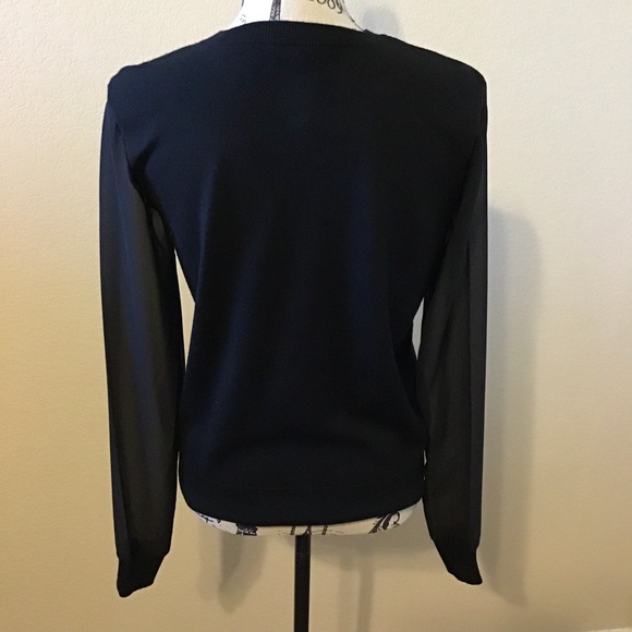 Rebekah Minkoff Leather Panel Sheer Sleeve Sweater Small - Picture 5 of 10